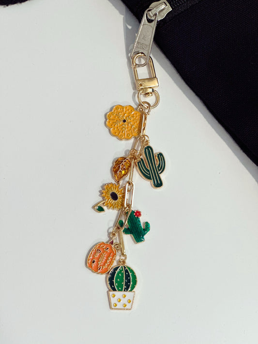 Fall Cactus Bag Charm
