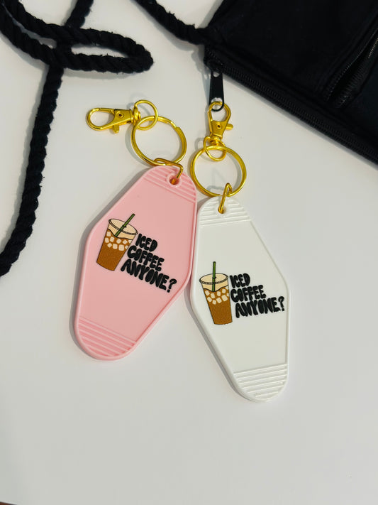 Iced Coffee Anyone? Motel Keychain with Gold Accents