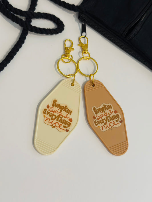 Pumpkin Spice & Everything Nice Motel Keychain